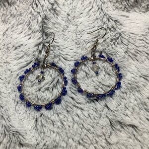 Beautiful hand crafted blue beaded earrings